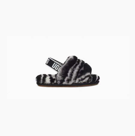 UGG Fluff Yeah Zebra Black White Slides for Toddlers (OYQI95438)